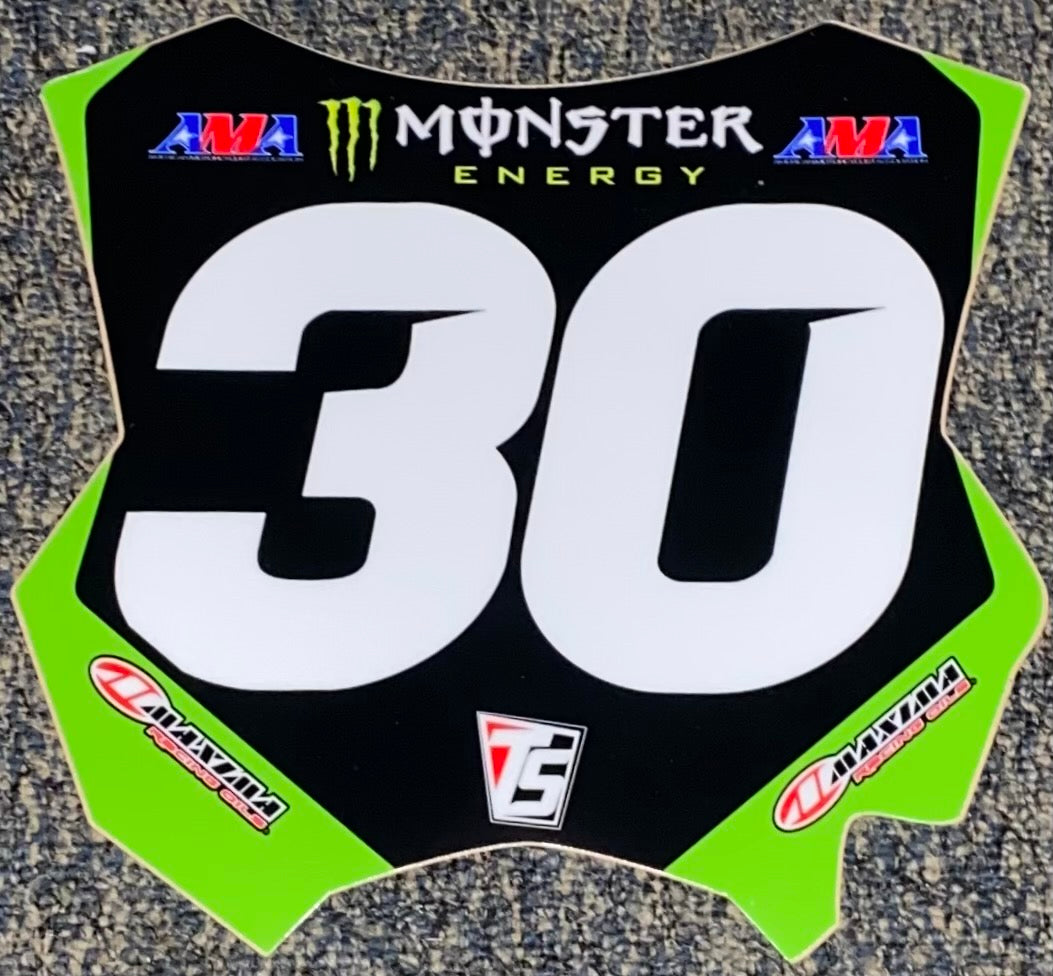 Jo Shimoda #30 Pro Circuit Kawasaki Replica Front Number Plate Decal Only