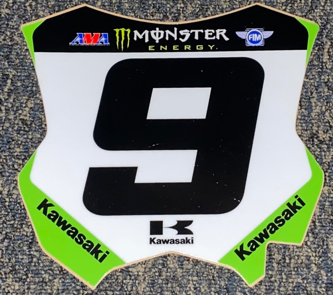 Adam Cianciarulo #9 Kawasaki Replica Front Number Plate Decal Only