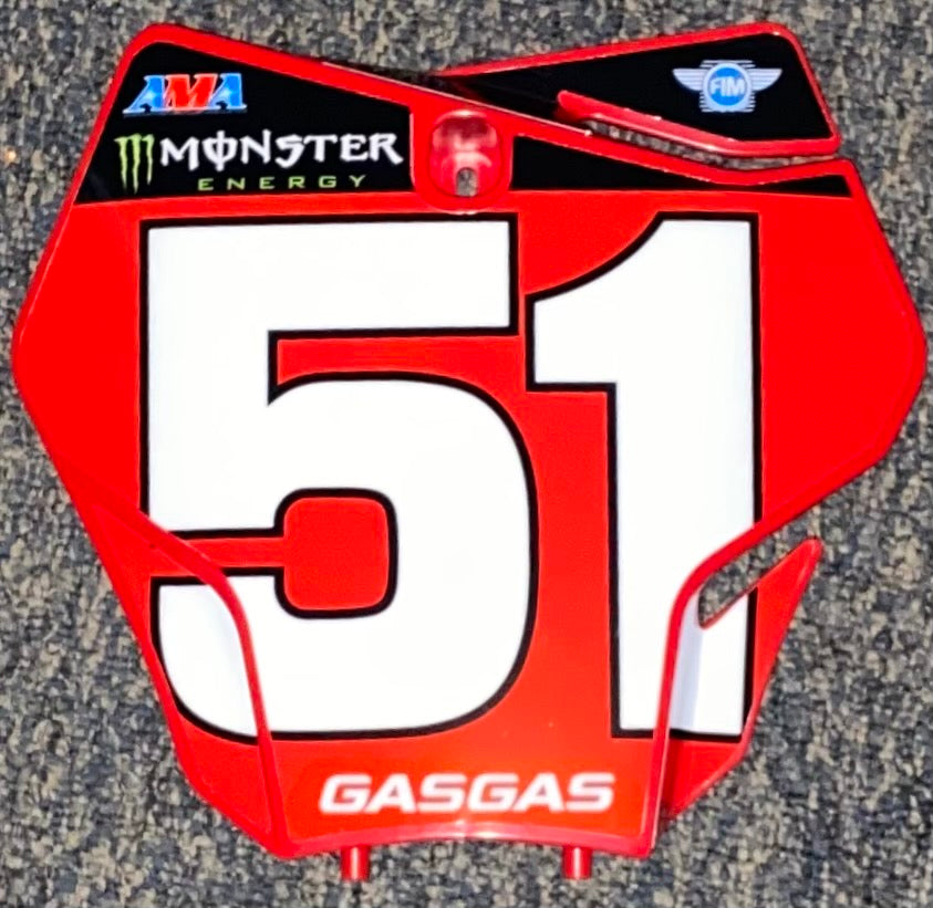 Justin Barcia #51 GasGas Replica Front Number Plate - Red Plate