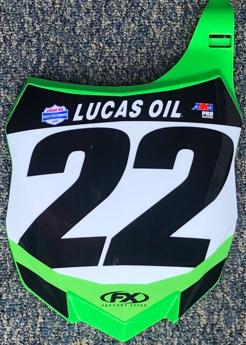 Chad Reed #22 Kawasaki Lucas Oil Pro Motocross Replica Front Number Plate