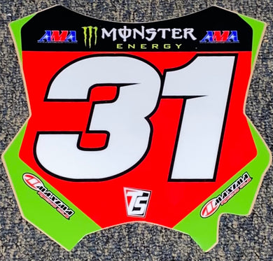 Cameron  Mcadoo #31 Pro Circuit Kawasaki Replica Front Number Plate Decal Only - Red Plate