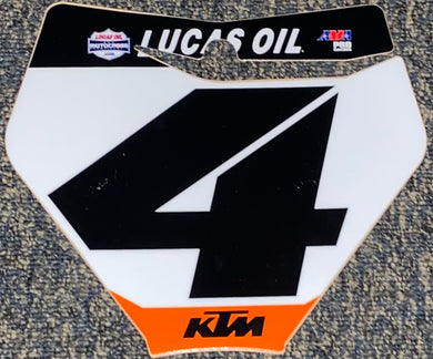 Blake Baggett #4 KTM Replica Front Number Plate Decal Only