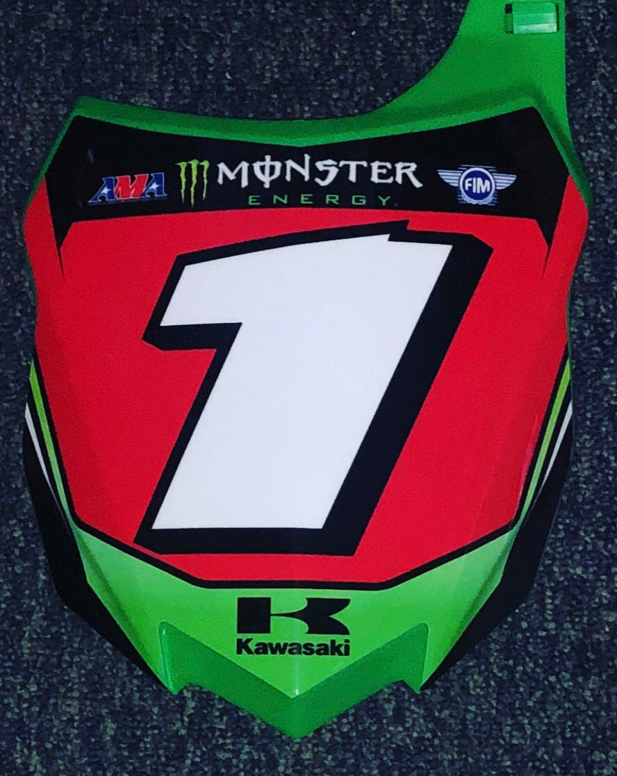 Ryan Villopoto #1 Kawasaki Replica Front Number plate - Red Plate