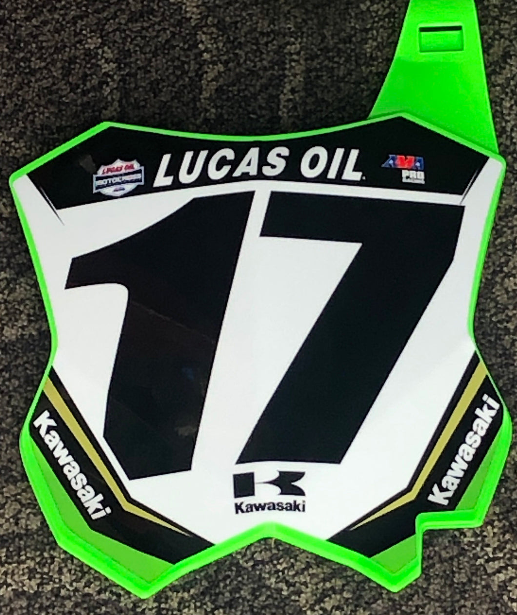 Joey Savatgy #17 Kawasaki Lucas Oil Motocross Replica Front Number plate